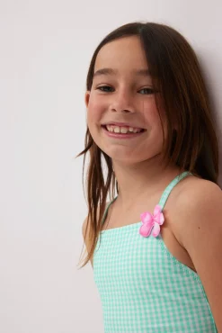 Bañador niña vichy detalle flor<Ysabel Mora Clearance