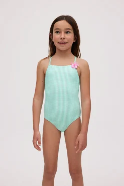 Bañador niña vichy detalle flor<Ysabel Mora Clearance