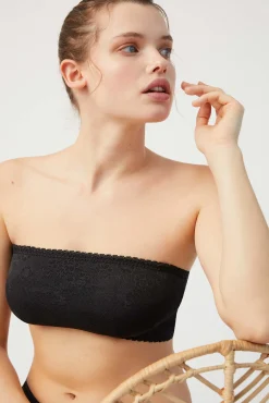 Bandeau sin tirantes-multiposición con encaje negro<Ysabel Mora Hot