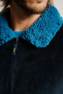 Bata corta hombre detalles borreguito azul | MUYDEMI<Ysabel Mora