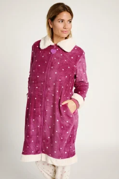 Bata mujer larga lunares detalles borreguito | MUYDEMI<Ysabel Mora Online