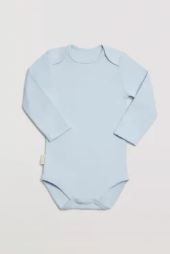 Body bebé básico manga larga solapas celeste<Ysabel Mora