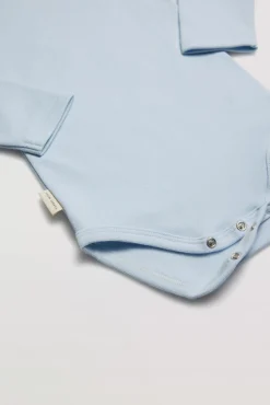 Body bebé básico manga larga solapas celeste<Ysabel Mora