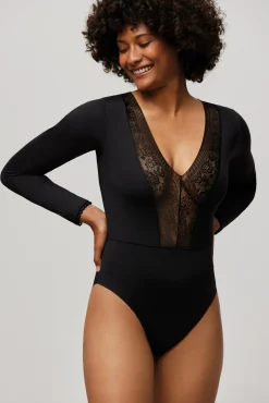 Body manga larga con escote V<Ysabel Mora Hot