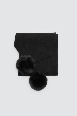 Bufanda con pompones negra<Ysabel Mora Sale