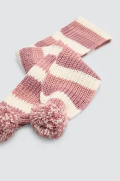Bufanda de punto con pompones rayas<Ysabel Mora Online