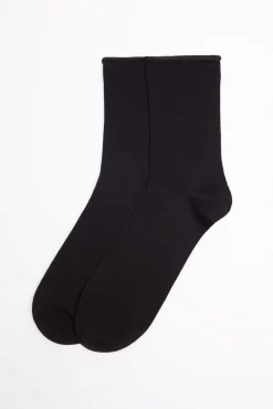 Calcetines básicos sin puño hilo de escocia negro<Ysabel Mora