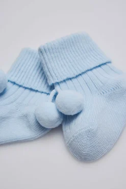 Calcetines canalé con borlas recién nacido<Ysabel Mora New