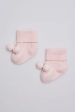 Calcetines canalé con borlas recién nacido<Ysabel Mora Best
