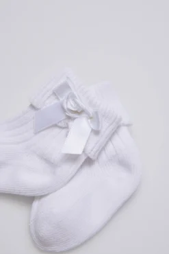 Calcetines canalé con lazo recién nacido<Ysabel Mora Outlet