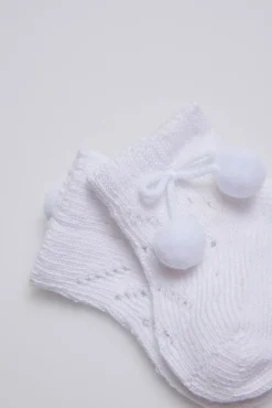 Calcetines perlé con borlas recién nacido<Ysabel Mora Clearance