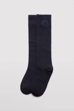 Calcetín niña largo detalle pompón<Ysabel Mora Discount