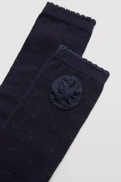 Calcetín niña largo detalle pompón<Ysabel Mora Discount