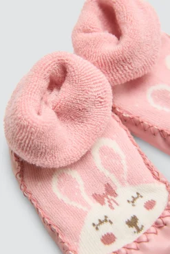 Calcetín zapatilla bebé térmico con suela antideslizante rosa<Ysabel Mora