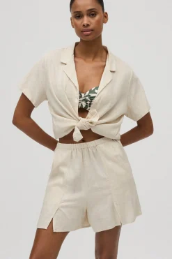 Camisa manga corta con lino<Ysabel Mora Clearance