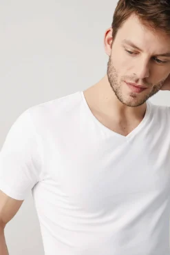 Camiseta interior manga corta cuello pico<Ysabel Mora Clearance