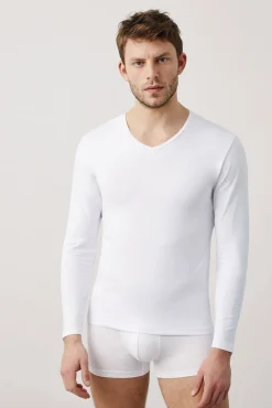 Camiseta interior manga larga cuello pico<Ysabel Mora Discount