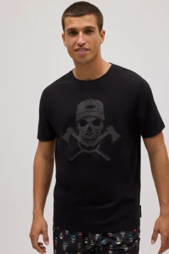 Camiseta manga corta estampada calavera<Ysabel Mora Clearance