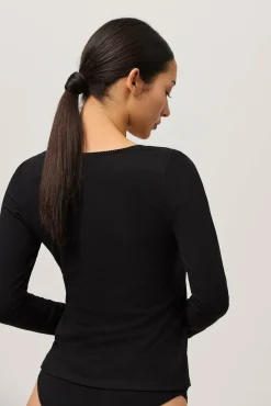 Camiseta manga larga algodón orgánico negra<Ysabel Mora Discount