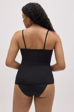 Camiseta tirantes algodón negro detalle fruncido<Ysabel Mora