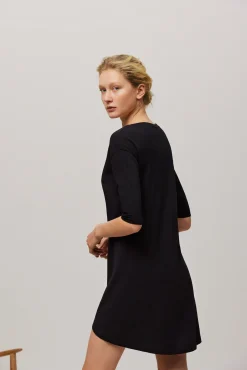 Camisón algodón orgánico manga larga negro<Ysabel Mora Best