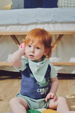 Conjunto bebé 3 piezas camiseta, short y bandana Crocodino<Ysabel Mora Clearance