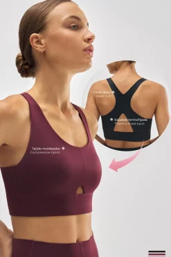 Conjunto deportivo top compressive granate y jogger<Ysabel Mora Best