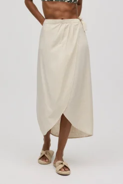 Falda anudado con lino<Ysabel Mora Outlet