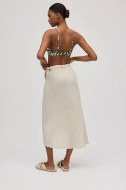 Falda anudado con lino<Ysabel Mora Outlet