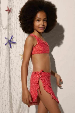 Falda pareo playa niña estampado dots con volantes<Ysabel Mora New
