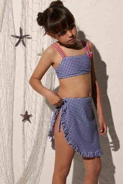 Falda pareo playa niña estampado a rayas con volantes<Ysabel Mora Online