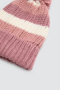 Gorro de punto con pompón rayas<Ysabel Mora Best