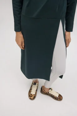 Jersey maxi con abertura cálido verde botella<Ysabel Mora New