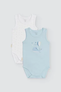 Pack 2 bodies bebé tirantes anchos Ocean Tales azul<Ysabel Mora Clearance