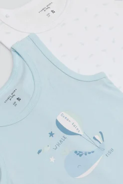 Pack 2 bodies bebé tirantes anchos Ocean Tales azul<Ysabel Mora Clearance