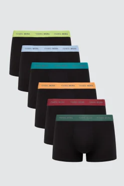 Pack 6 bóxers negros con banda de color<Ysabel Mora Outlet