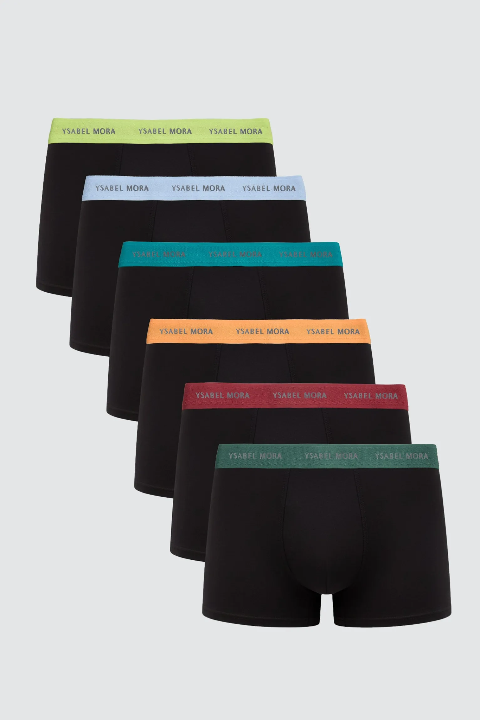Pack 6 bóxers negros con banda de color<Ysabel Mora Outlet