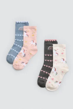 Pack 4 calcetines infantiles estampados Unicorn<Ysabel Mora Clearance