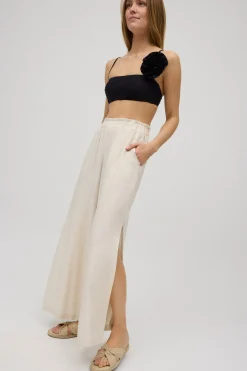 Pantalón ancho abertura con lino<Ysabel Mora New
