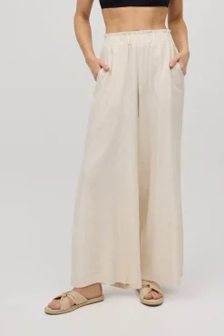 Pantalón ancho abertura con lino<Ysabel Mora New