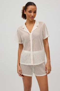 Pantalón corto calado marfil<Ysabel Mora Online