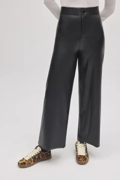 Pantalón efecto piel wide negro<Ysabel Mora Clearance