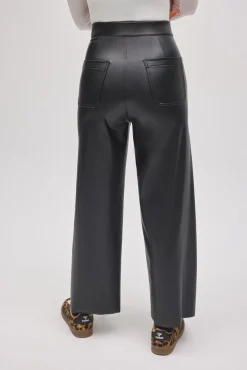 Pantalón efecto piel wide negro<Ysabel Mora Clearance