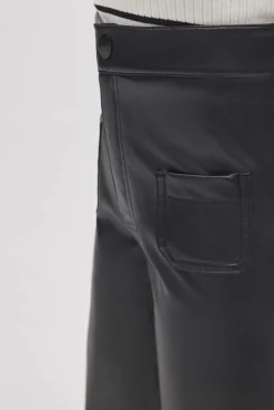 Pantalón niña efecto piel ancho negro<Ysabel Mora Online