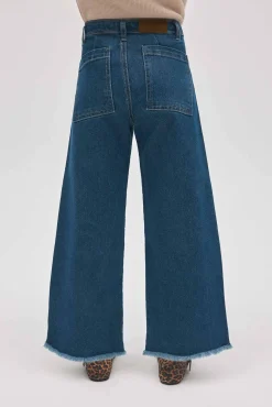 Pantalón niña vaquero ancho marino<Ysabel Mora Discount