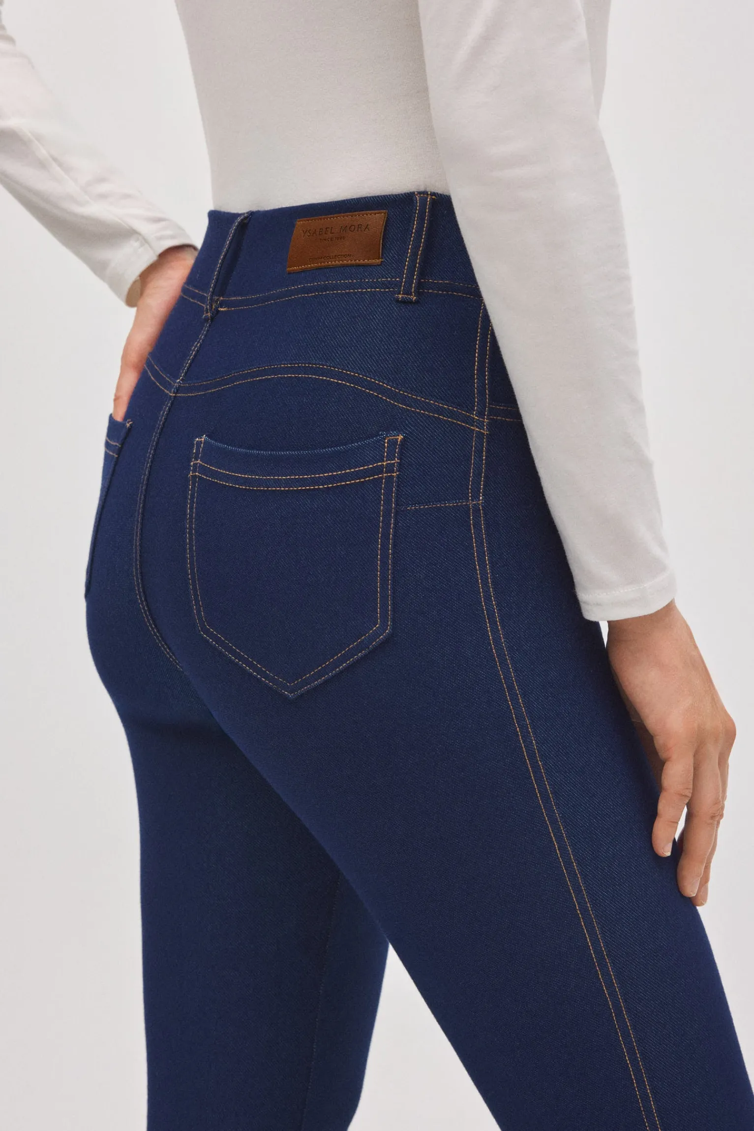 Pantalón vaquero elásticos flare marino<Ysabel Mora Online