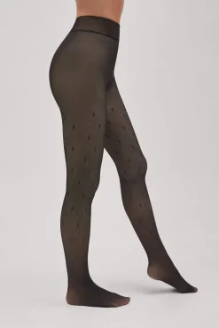 Panty térmico efecto velado estampado geométrico 160 denier<Ysabel Mora Outlet