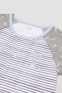 Pelele bebé manga larga rayas gris<Ysabel Mora Discount