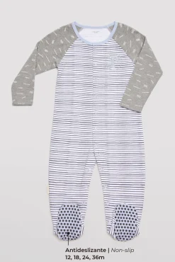 Pelele bebé manga larga rayas gris<Ysabel Mora Discount
