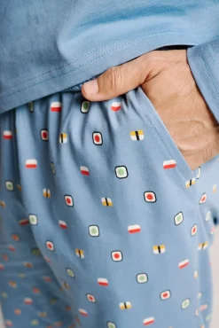 Pijama hombre largo algodón estampado sushi | MUYDEMI<Ysabel Mora Clearance